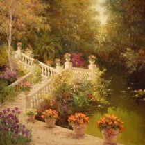 Román Francés - Jardín con lago