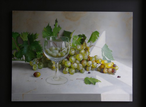 José Antonio Díaz Barberán - uvas verdes y copa 30x40