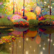 Pedro Roldán - Juegos de luz en el estanque.Giverny(Monet).130x64cm