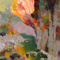 Pedro Roldán - Sombra y luz en el rio.30x16cm